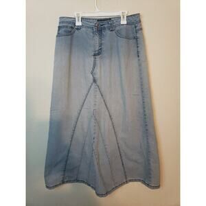 Long Denim Blue Jean Maxi Skirt Vintage 90s Y2K Baccini Women's Size 8 Pockets